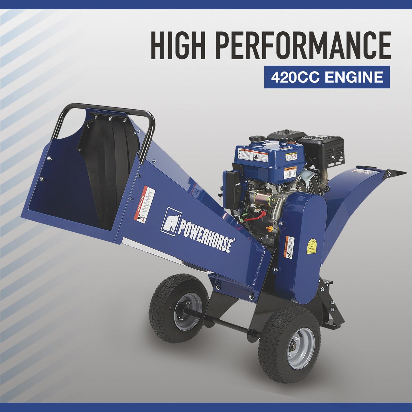 Powerhorse Rotor Wood Chipper, 420cc Ducar OHV Engine, 4in Capacity