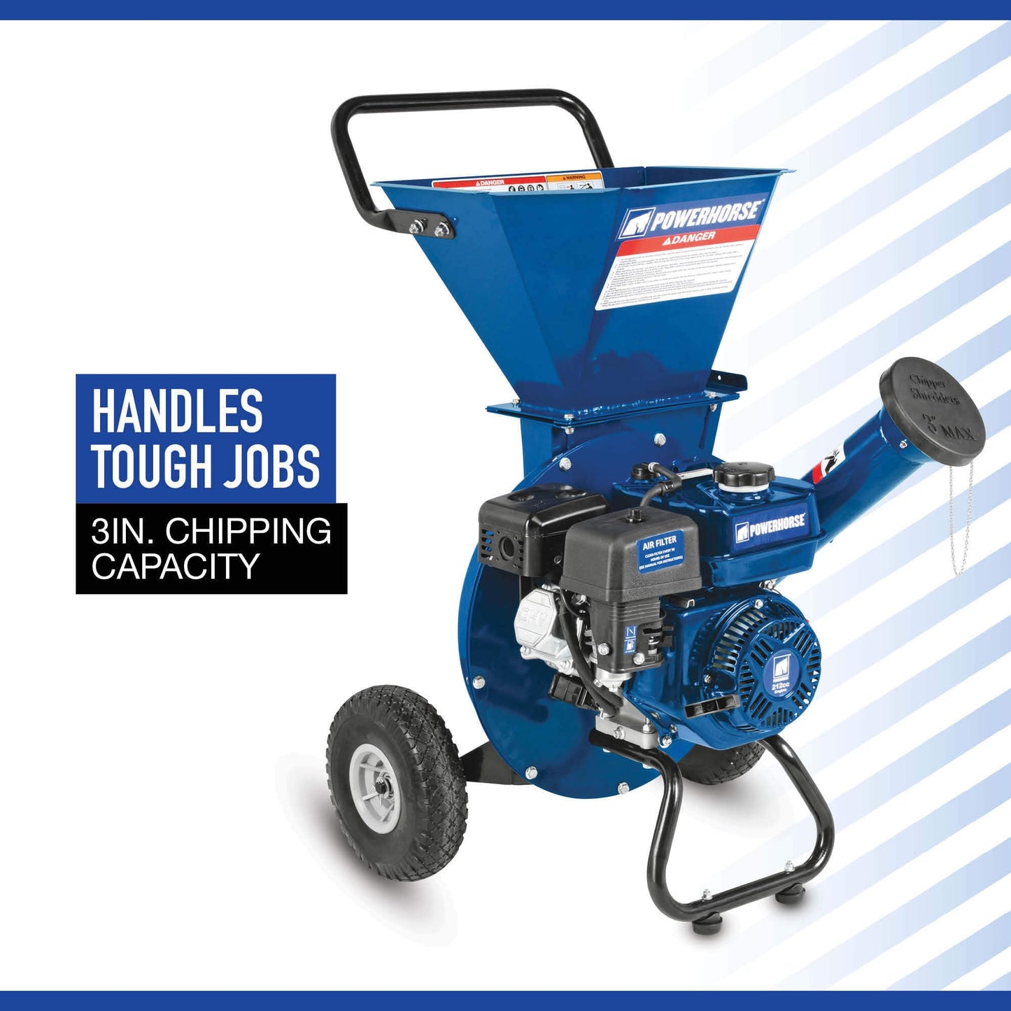 Powerhorse 3-in-1 Wood Chipper Shredder, 212cc OHV Engine