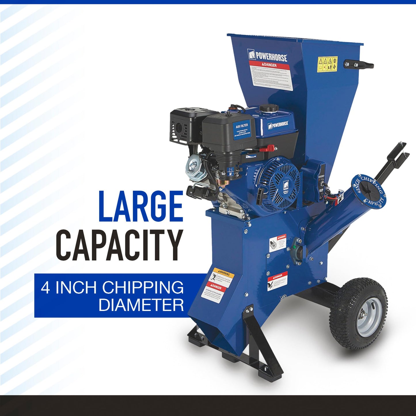 Powerhorse Gas Chipper Shredder, 420cc, 4in Capacity, Blu