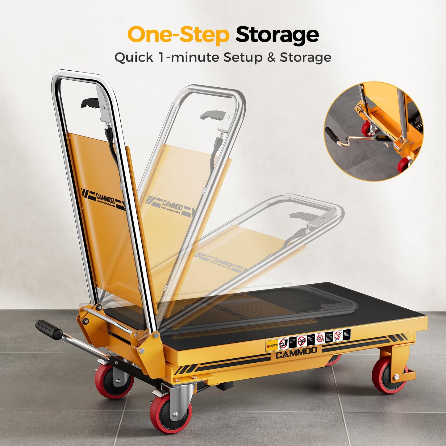 CAMMOO Single Scissor Lift Cart, 330Lbs, 28.5in Height, Foldable