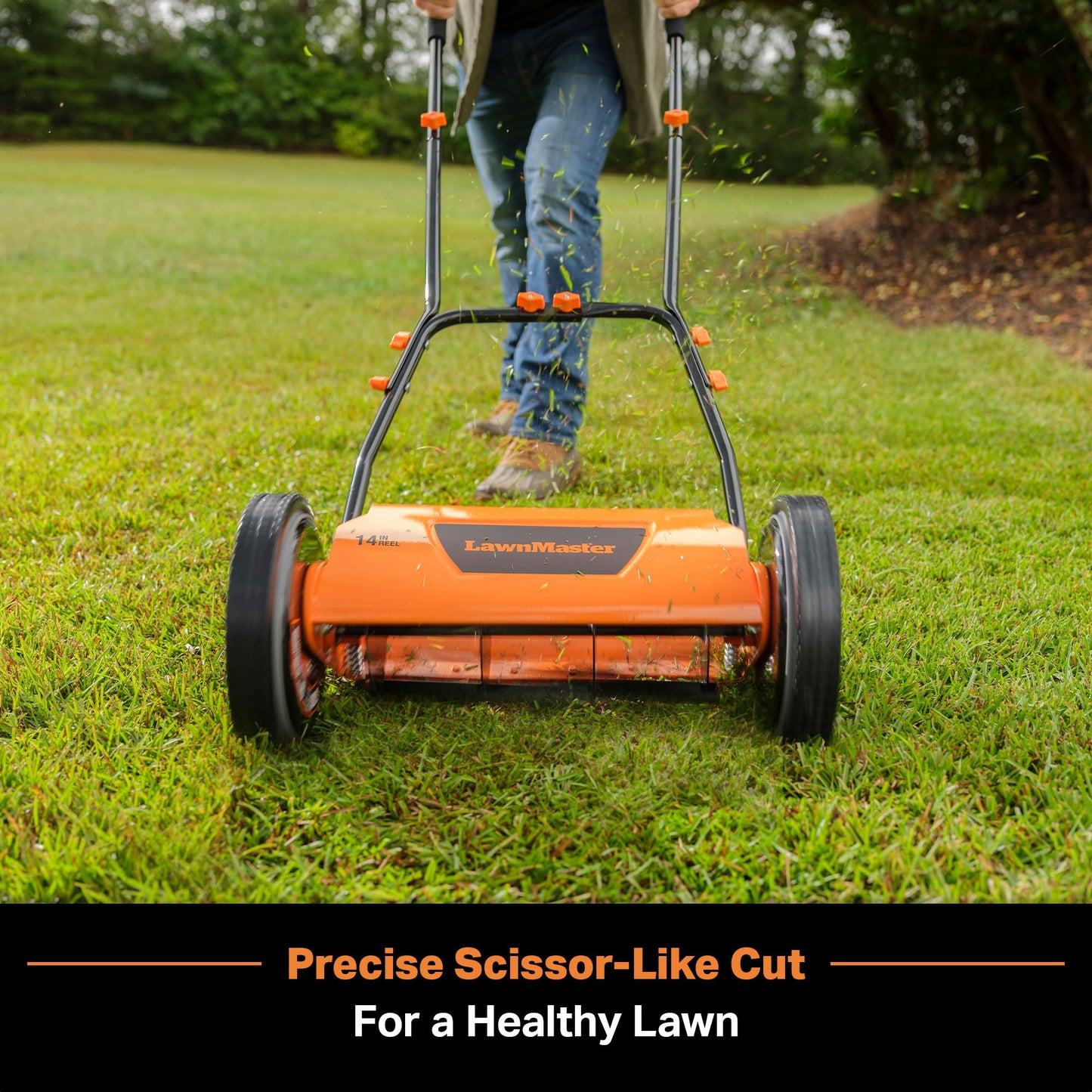 LawnMaster LMRM1401 Push Reel Lawn Mower, 14in, 5-Blade