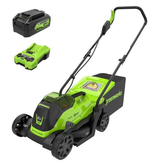 Greenworks 24V Cordless Lawn Mower, 13in, Brushless, 4.0Ah Battery