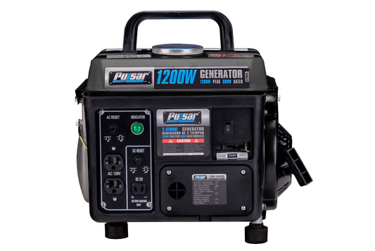 Pulsar G1200SG Portable Generator, 1200W, Gas Powered, Black/Gray